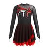 Girls Figure Skating Dress with Sparkly Rhinestones Sheer Mesh Patchwork Long Sleeve for Dance Performance