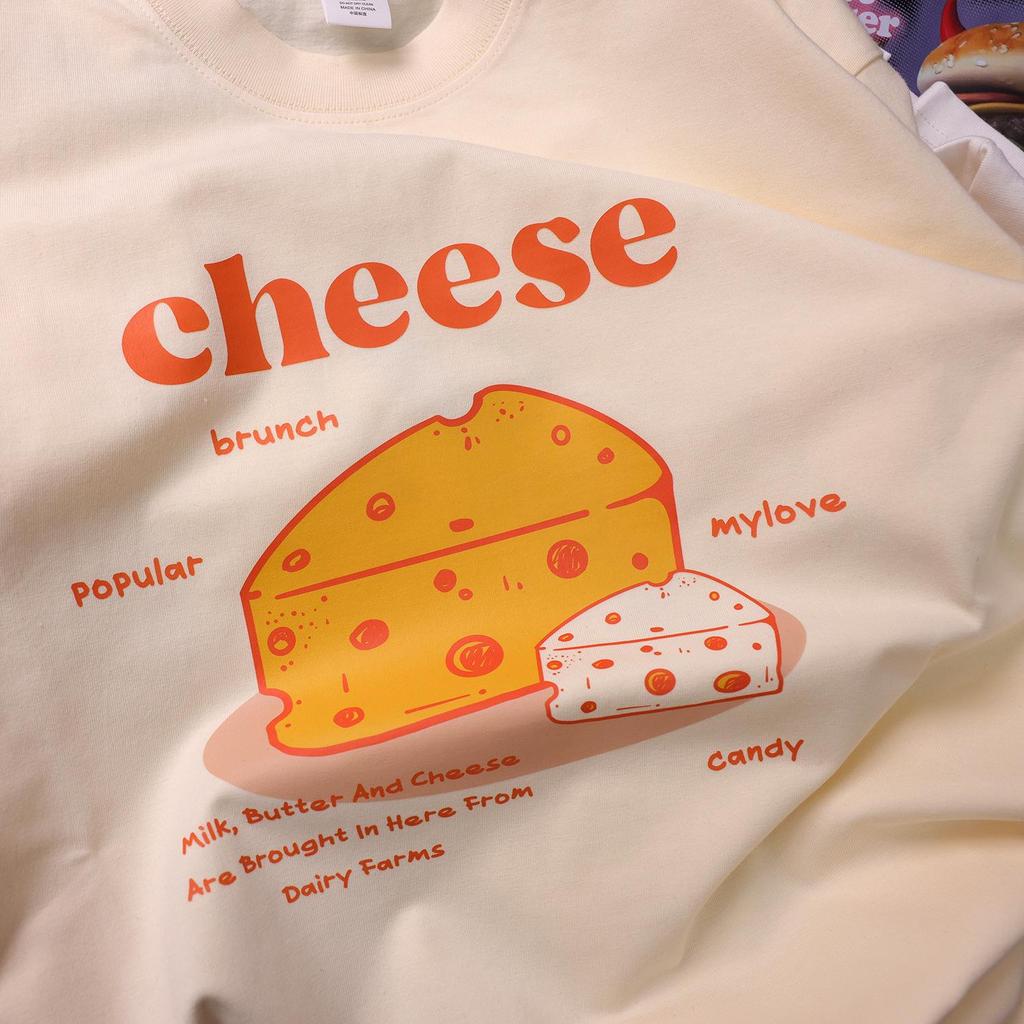 Unisex Retro Cupcake Käse Grafik T-Shirt - Japanische Lockere Passform, Kurzarm, Sommer 2024 Trend