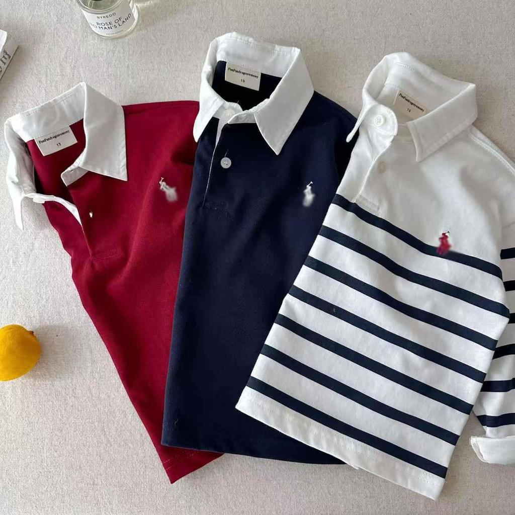 Kids' Striped Long-Sleeve Polo - 2025 Spring Collection for Boys & Girls