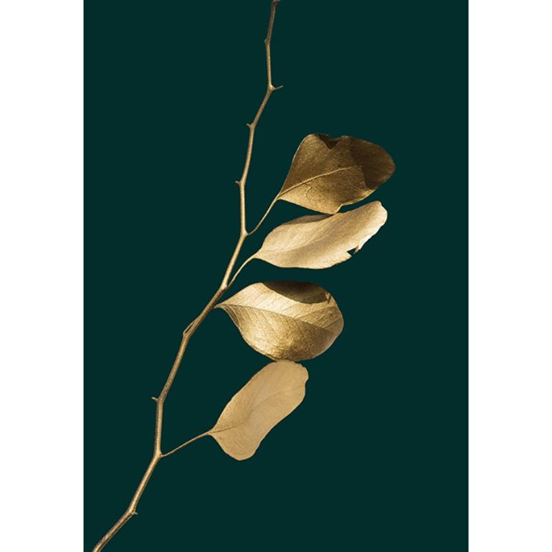 Modern Golden Green Plant Leaves Abstract Art Canvas Painting Nordic Posters and Prints Picture Living Room Home Decor Cuadros