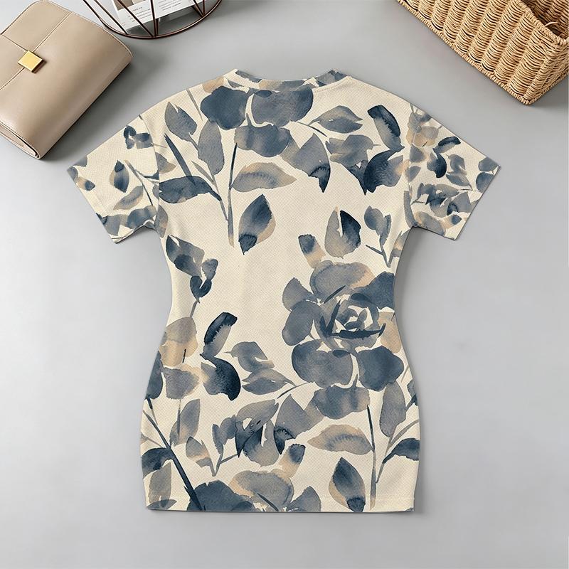 Women's Sweet & Edgy Short Sleeve V-Neck Bodycon Dress Soft,Fresh Fit for Vacation,Daily & Afternoon Tea Outings