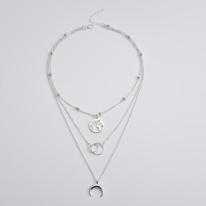 Colier dama personalitate multistrat Semiluna Harta pandantiv Colier Fashion Colier