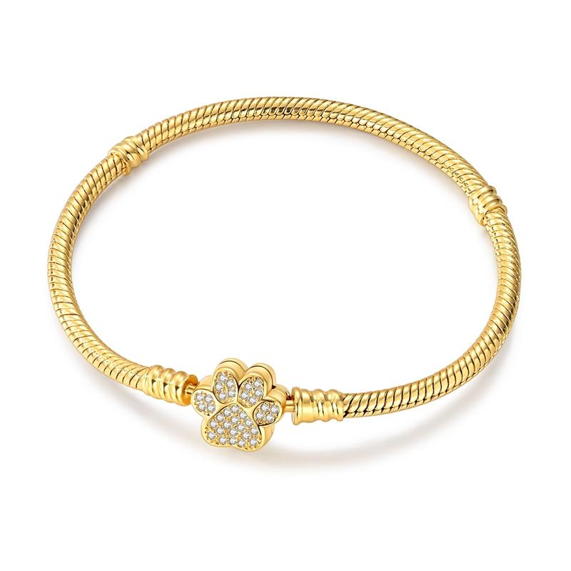 Originální náramek 925 Sterling Silver Náramek s přívěsky 17-20CM Zlaté Srdce Klíč Lásky Čtyřlístek Náramek Bangle Dámské Šperky Dárek