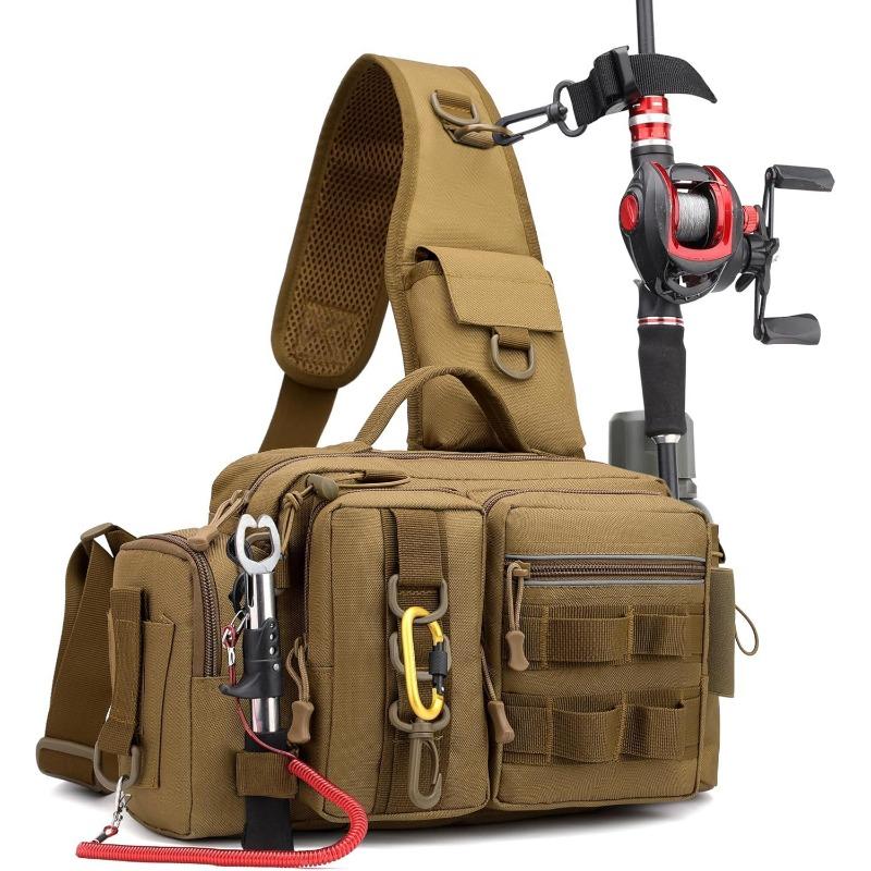 New Model Multi-functional Lure Backpack, Large Waist Bag, Tactical Cross-body Bag for Fishing, Fishing Rod Bag, Outdoor Bag