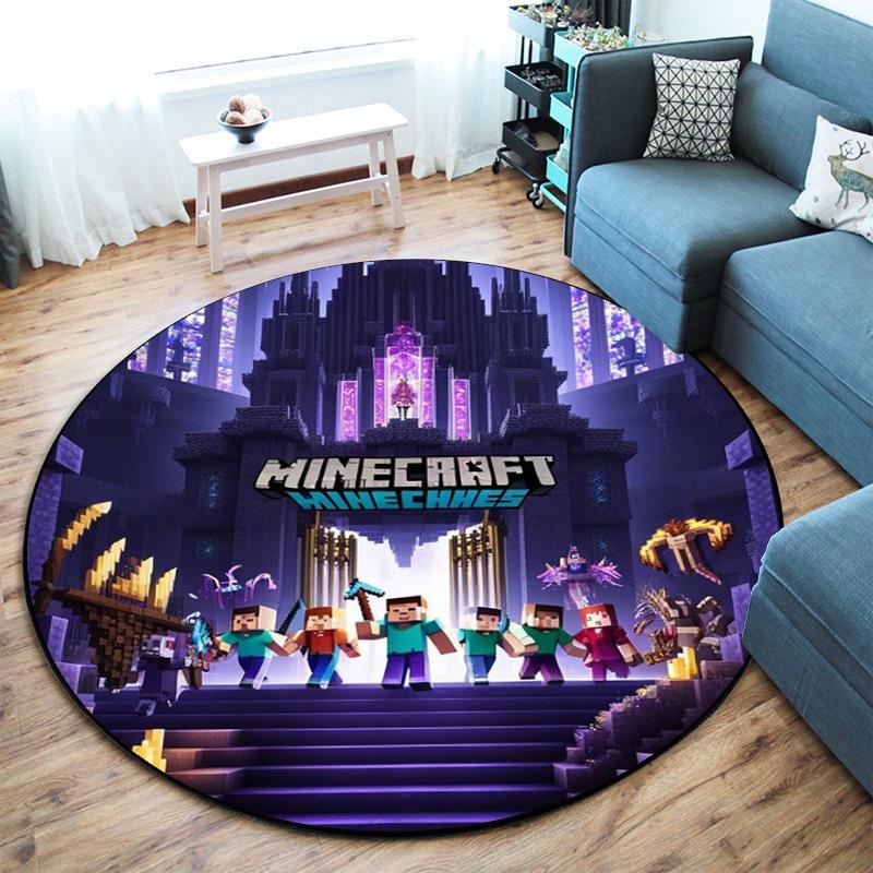 Sandbox Electronic Xbox Games Minecraft Circular Carpet Household Goods Decoration Anti Slip Home Table and Chair Mat Aisle Door Mat Carpet D12