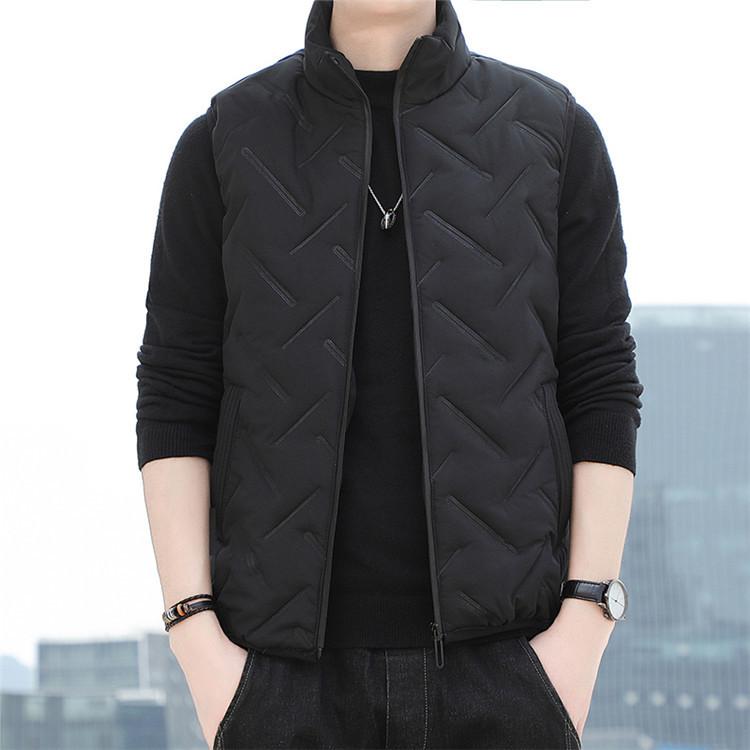 

Осенние и зимние пальто, мужские жилеты из хлопка, мужские воротники-стойки, утолщенные плечи из хлопка, теплые заколки для лошадей 4XL чёрный