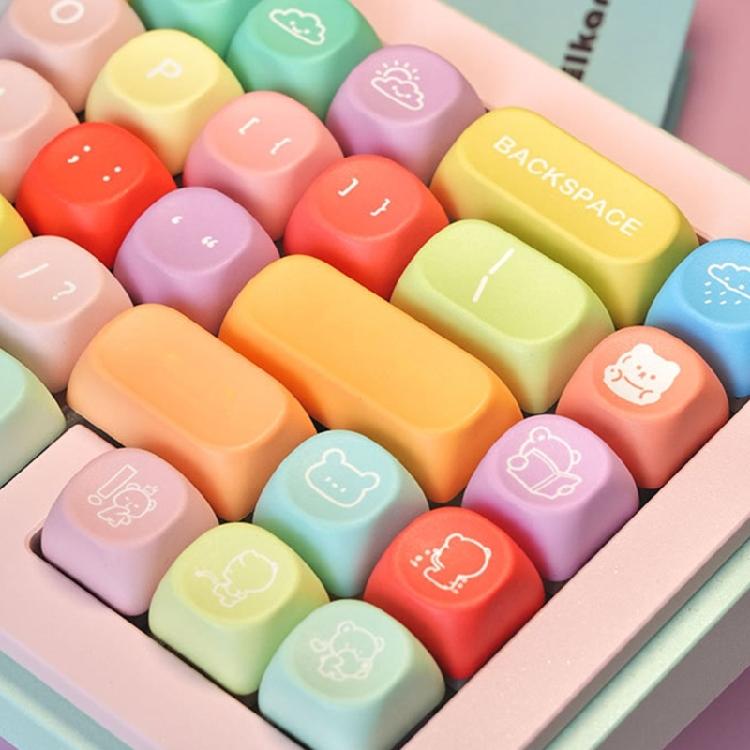 Full Set 132Key PBT Keycaps 5 Sideds Sublimations Printing MOA Height For Mechanical Gaming Keyboards