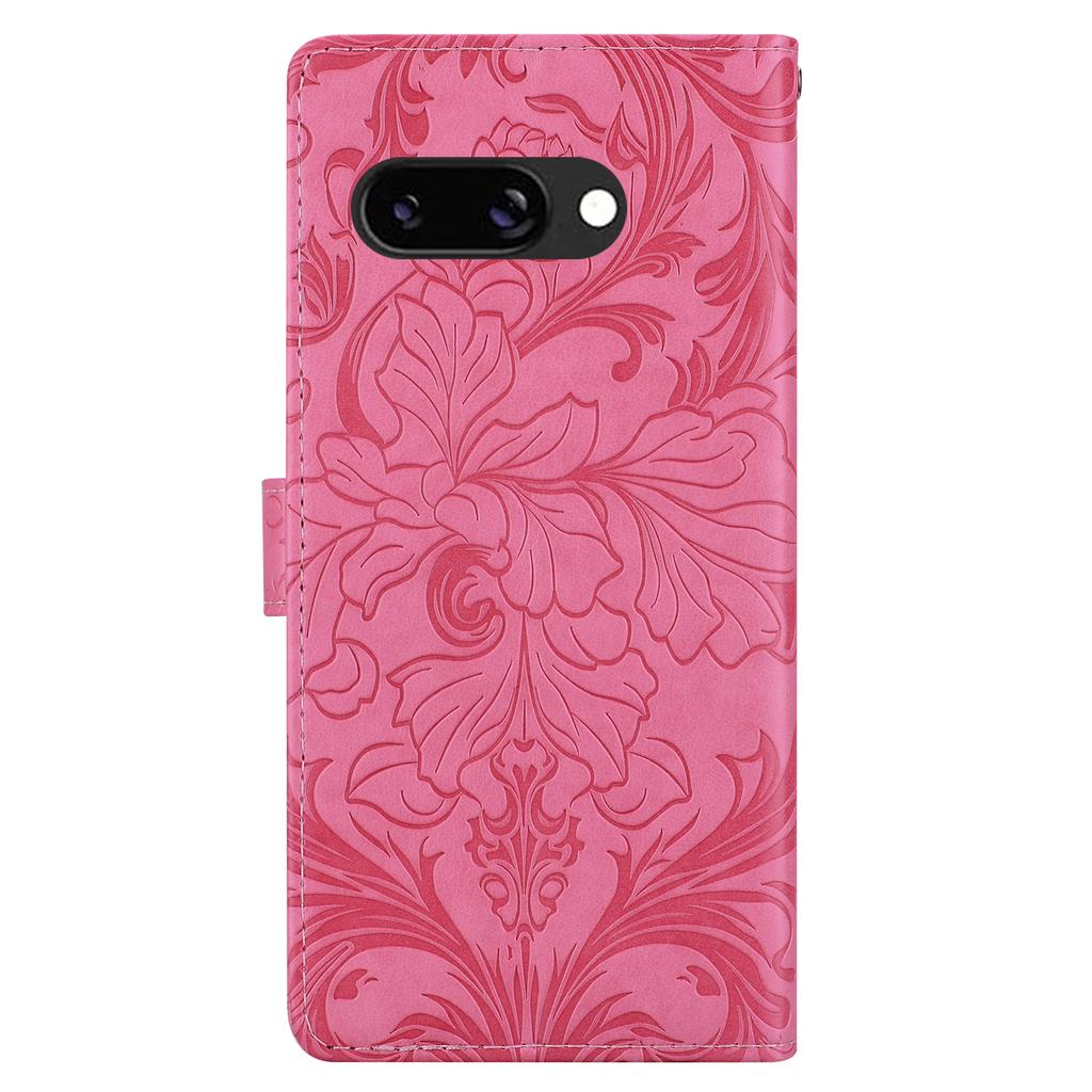 For Google Pixel 9a Leather Case Imprinted Floral Pattern Wallet Stand Flip Phone Cover
