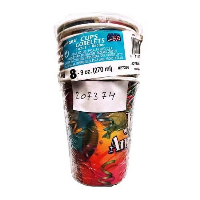 Unique Party Cupa petrecere La multi ani (Pachet de 8)