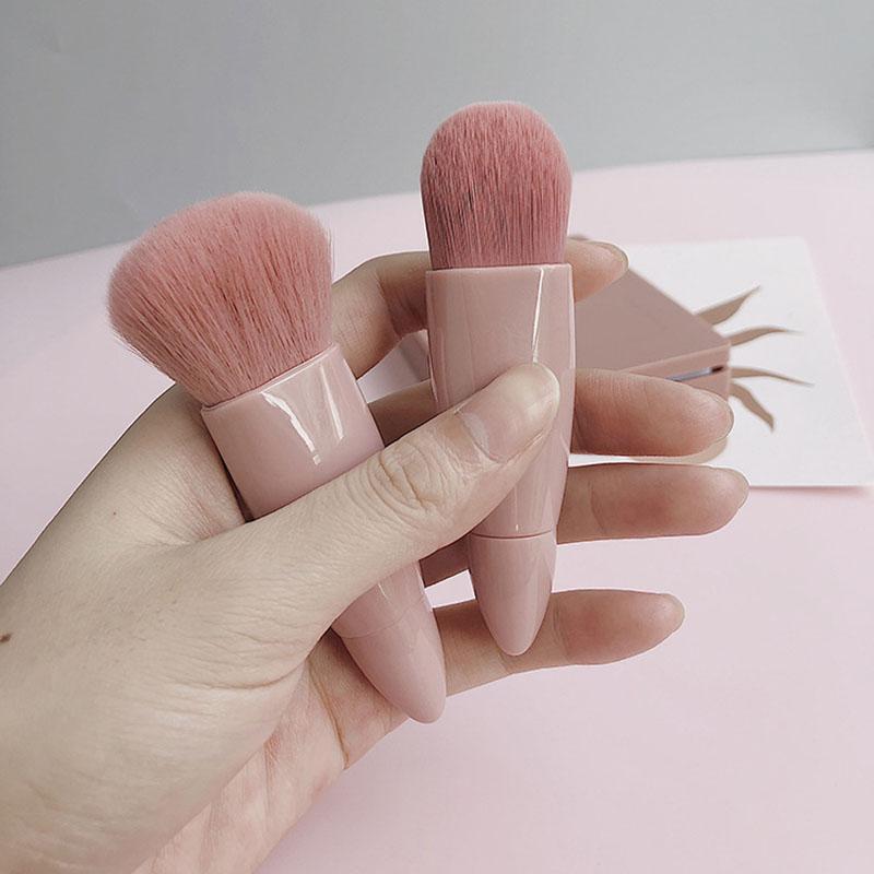 Kompaktes Reise-Make-up-Pinselset, 5 Teile, Tragbare Make-up-Essentials mit Synthetikfaser-Borsten und Spiegel-Etui, Weich im Griff