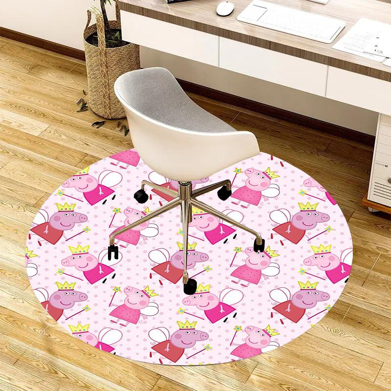 1pc Peppa Pig Fairy Pattern Round Carpet, Made of Polyester,Perfect for Decorating Office Chairs, Living Rooms,fplt192