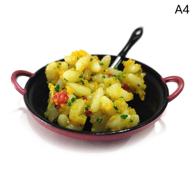 Dollhouse Miniature Diy Accessories Cooking Pot With Food Kitchen Utensils Model