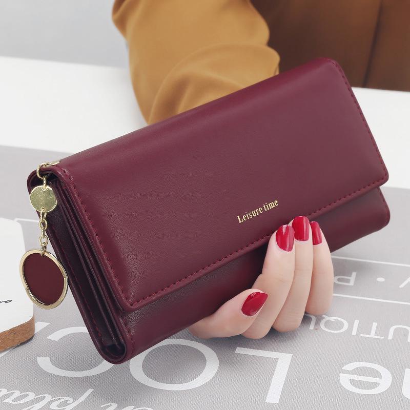 Fashion Women Wallet Leather Clutch Brand Letter Long 3-Fold Wallet Money Clip Purse Female Card Holder