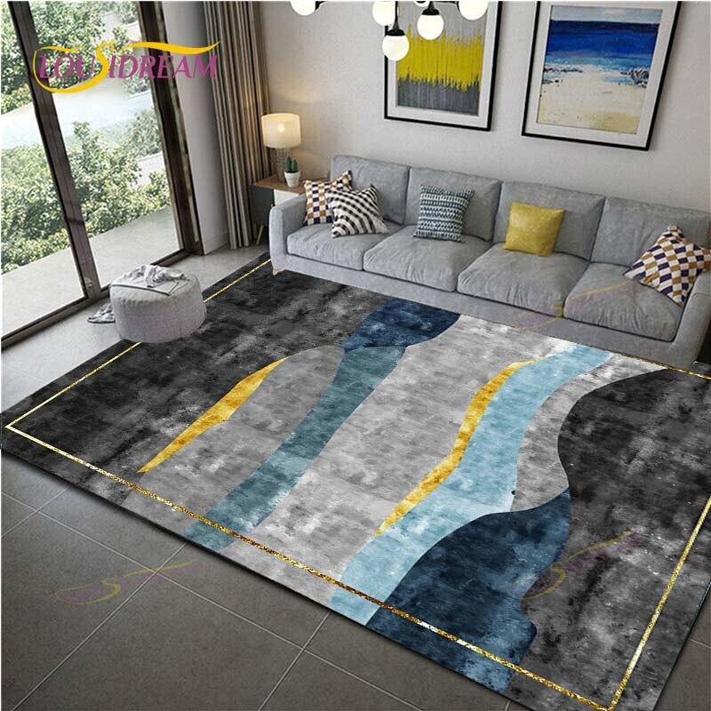Geometric Carpet for Living Room Velvet Rug Kids Bedroom Bedside Rugs Soft Square Fluffy Carpets Home Sofa Table Decor Mat