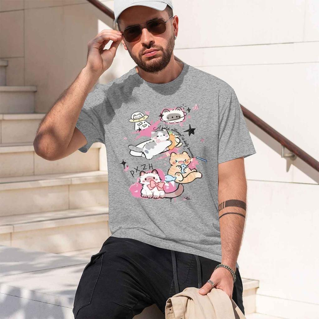 2026 New Cute Summer Crew Neck Short Sleeve Tee Versatile Loose Couple Top Casual Graphic Printed Tshirt