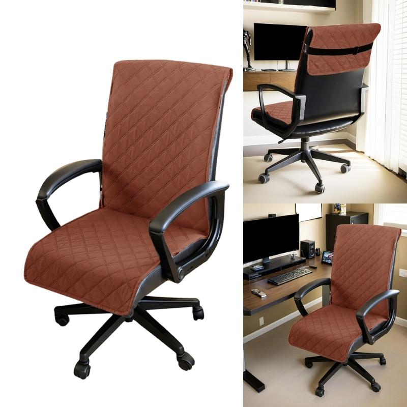 Ergonomic Office Chair Cover Checkered Pattern NonSlip Backing Waterproofs Fabric Sleeve for Comfortable Seating