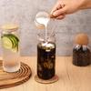 4Pcs 18.6Oz/550Ml Drinking Glasses with Bamboo Lids and Glass Straws, Glass Cups, Iced Coffee Glasses, Cute Iced Tea Glasses, Beer Glasses