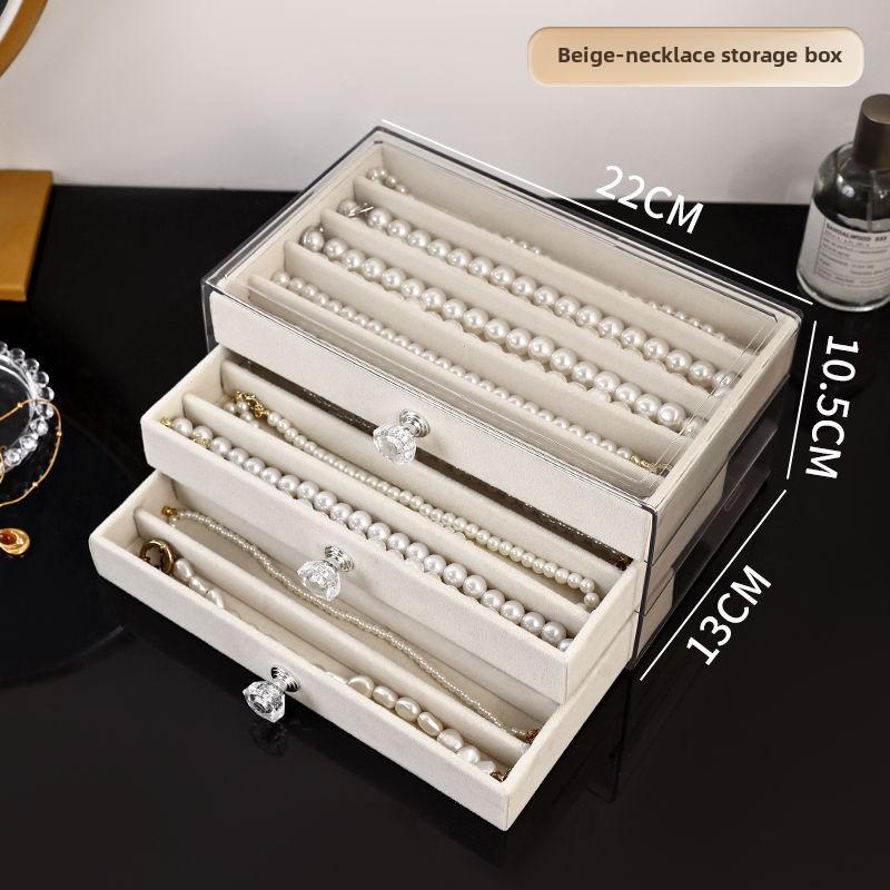 3/5Layer Flannel Jewelry Box Earring Necklace Ring Boxes Jewelry Dustproof Tabletop Organizers Multifunctional Storage Box Gifts