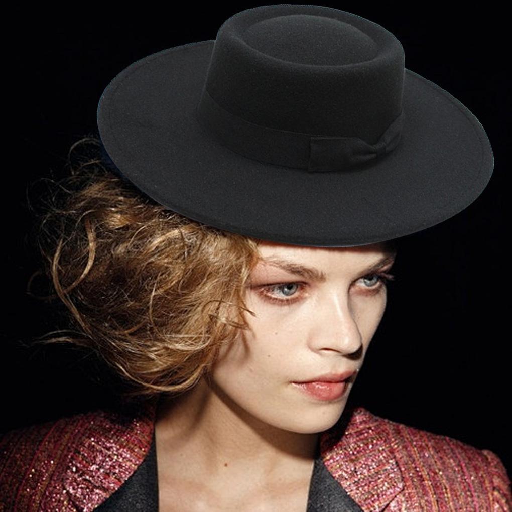 8.5CM Big Wide Brim Fedora Hat – Classic British Style, Women’s Fashion Felt Hat for Autumn Winter (Church/Wedding/Jazz)