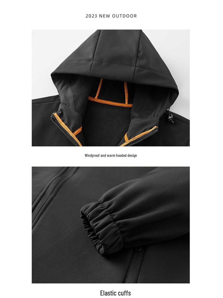 Men's Plus Size Softshell Jacket - Autumn/Winter Waterproof Windproof Hooded Casual Sport Coat