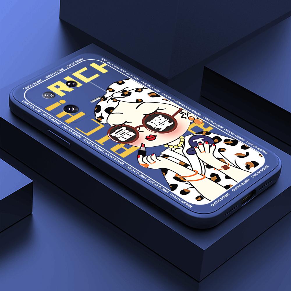 

Чехол для телефона с мультяшным красочным узором, квадратный, жидкий, силикон, TPU, полное покрытие камеры, противоударный защитный чехол для Xiaomi Redmi iPhone Xiaomi Poco C31 темно-синий