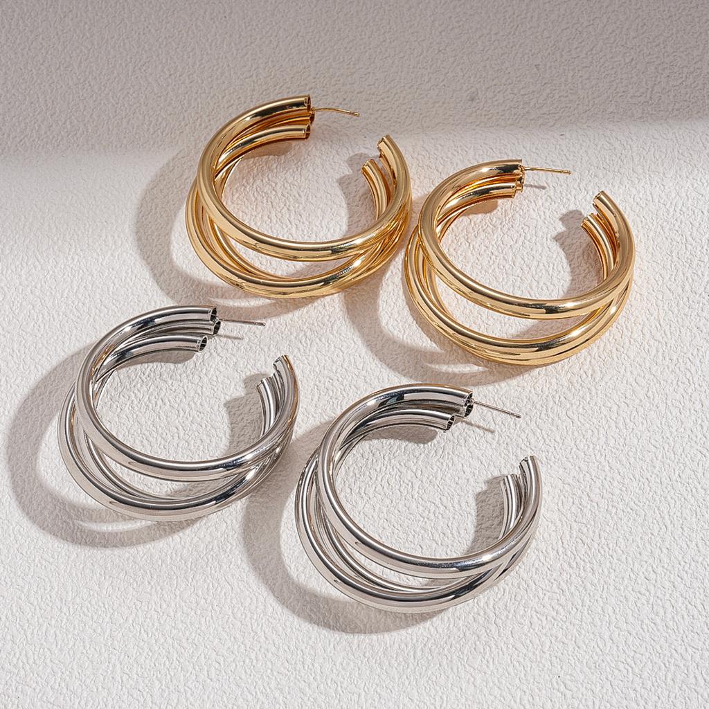 Geometric Multi-layer Round C-Earrings Cold Wind Earrings