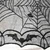 Rectangular Polyester Lace Tablecloth Black Spider Web Table Topper 48x96 inch