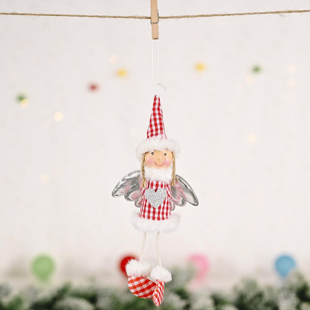 

Wing Decoration Christmas Plaid Love Girl Hanging Ornaments Angel Gift Pendant Red White