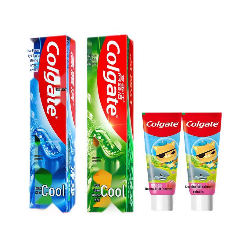 Colgate Family Toothpaste Bundle: Triple Mint, Longjing Tea & Kids Peach Milk