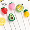 Cartoon Fruit Stirrer Cocktail Stir Stick, Stainless Steel Mixing with Durian Pineapple Strawberry Smooth Stick Watermelon Rubber Top Decor, Drink for
