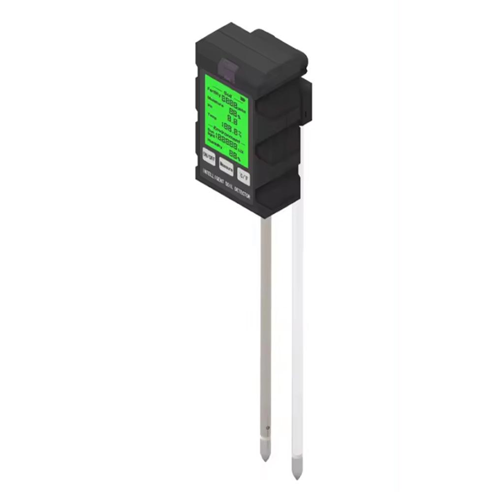 6-in-1 Intelligent Soil Tester with Dual Probe Digital Backlit Display Screen Temperature Humidity