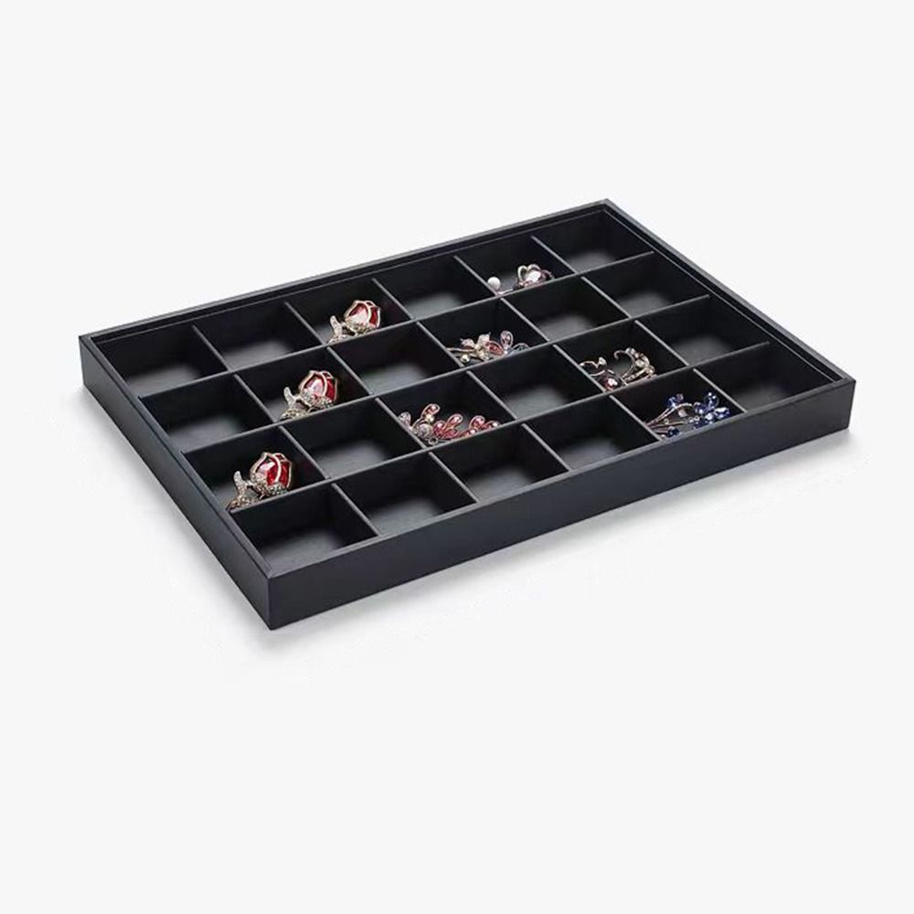 Stackable PU Leather Jewelry Pallet Multi Compartments Jewelry Drawer Inserts Dresser