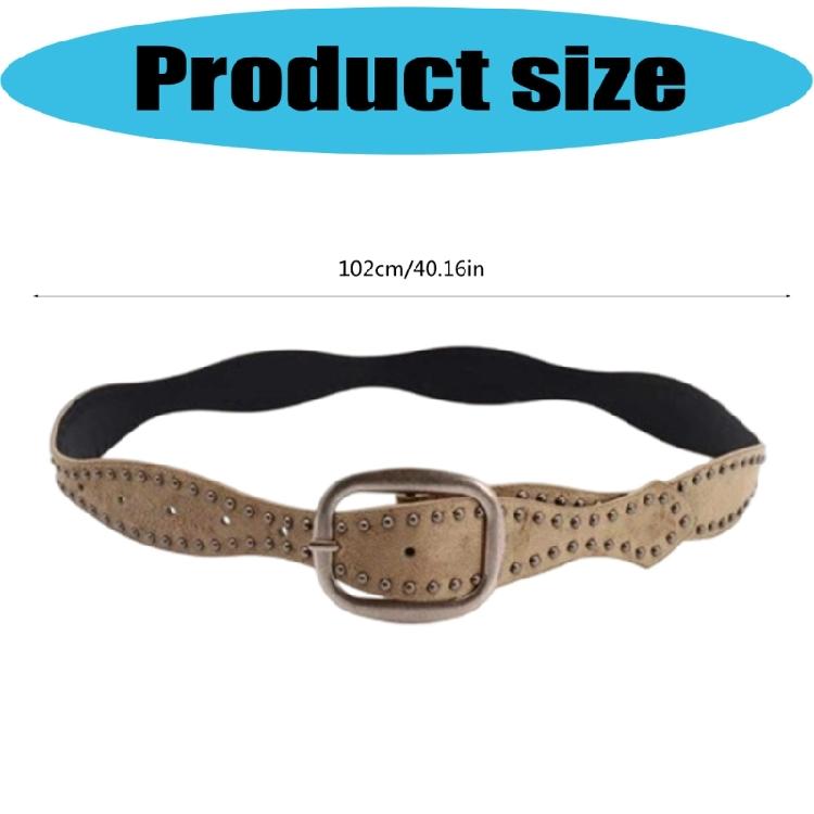 Fashion Waist Belt with Double Stud Row Design Adjustable Pin Buckles Belt for Women Teen Girl Enthusiasts Accessories