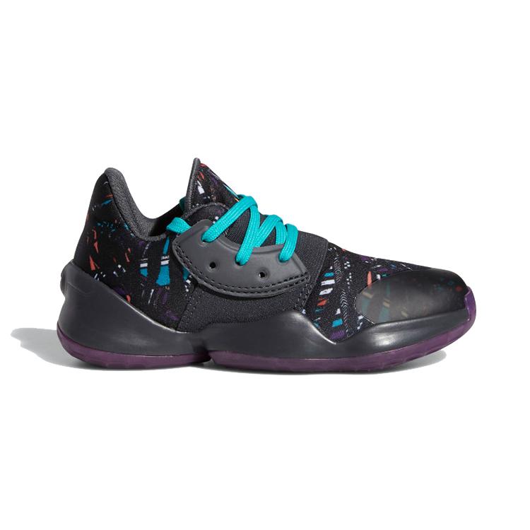 New Adidas Harden Vol. 4 C Breathable Low-Top Children's Basketball Shoes Black Blue Children Aged 3-7 Years Old EF9945