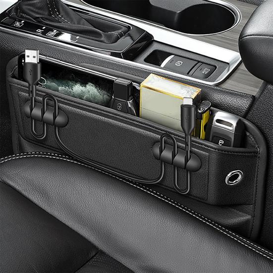 Faux Leather Car Seat Gap Filler Center Console Seam Organizer Storage Box Plug-In Vehicles