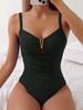 2026 V Neck Pleated Swimsuits Female Swimwear One Piece Swimsuit Women High Cut Bather Bathing Suit Swim Beachwear Slim Bodysuit