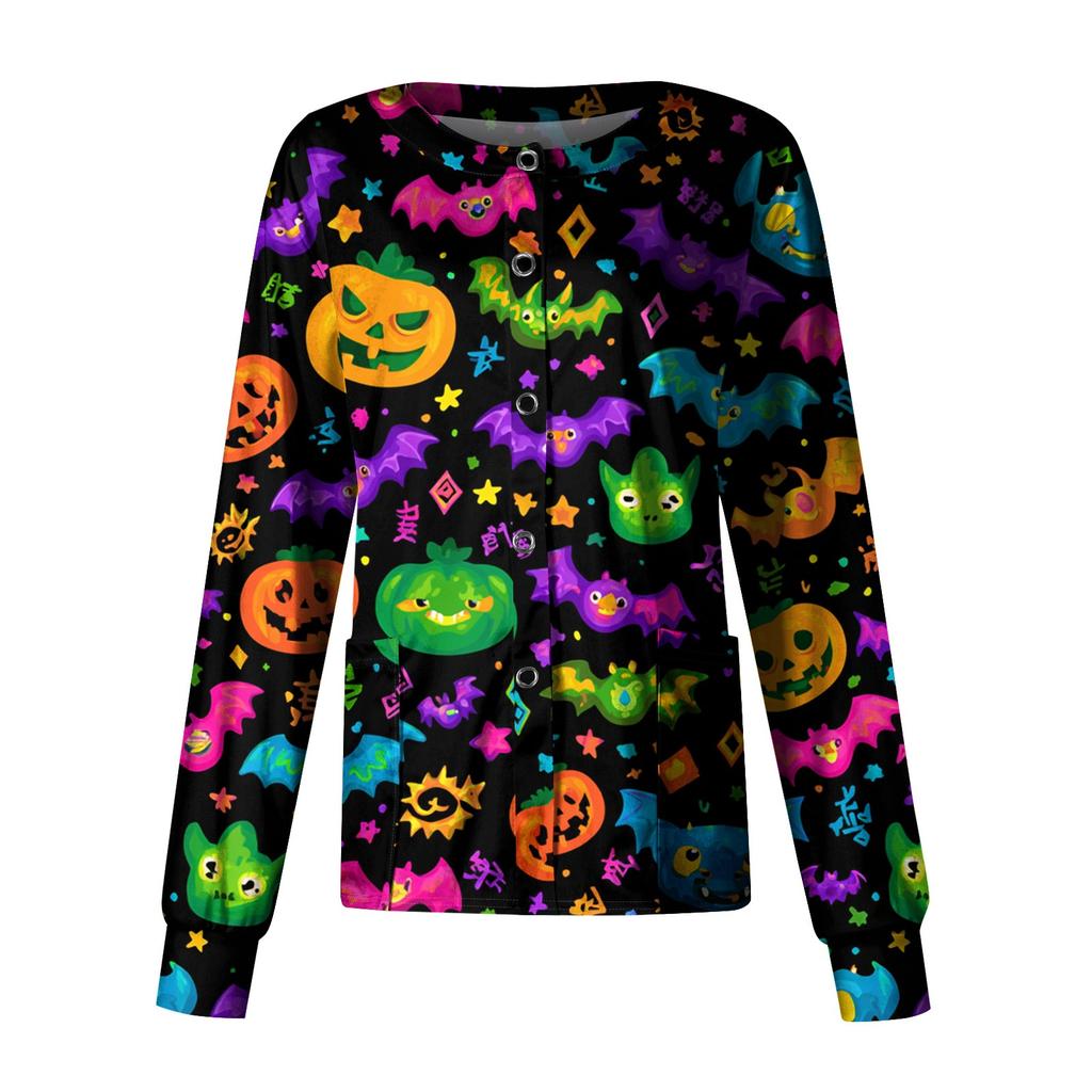 Women's Casual Long Sleeve Single Breasted Printed Dry- Top