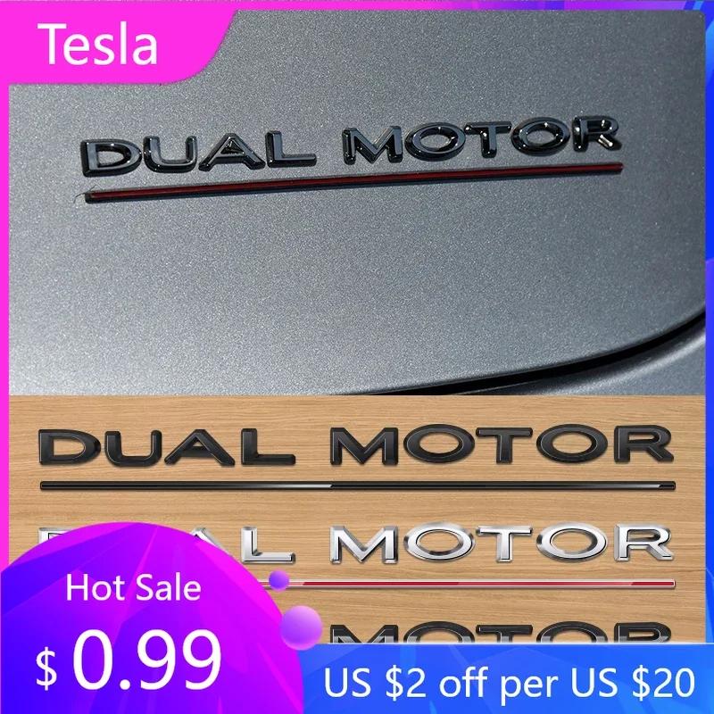 מדבקת רכב 2025 חדשה טסלה DUAL MOTOR אותיות מודגשות סמל עבור טסלה דגם 3 Y S X עיצוב רכב שיפוץ תא מטען תג מדבקה