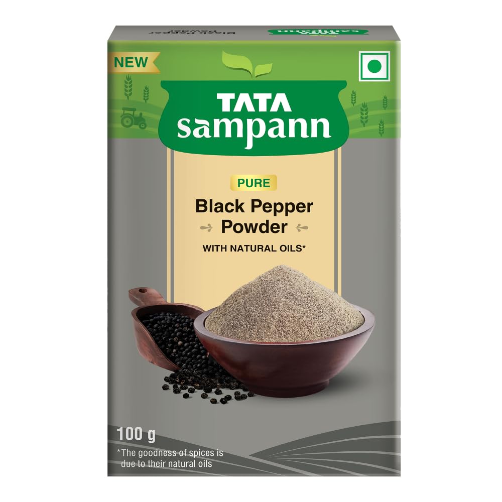 TATA Sampann Pure Black Pepper Powder 100g For Cooking Flavor Spice Seasoning Grinder