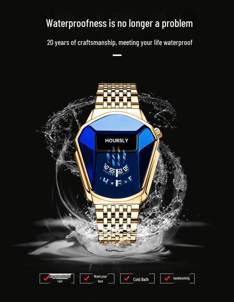 Men's TikTok HOURSLY Alloy Motorcycle Quartz Waterproof Wristwatch