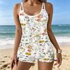 Women's Swimwear Tankini 2 Piece Swimsuit  Scattered Small Floral Fragments Pattern Vacation Bathing Suits