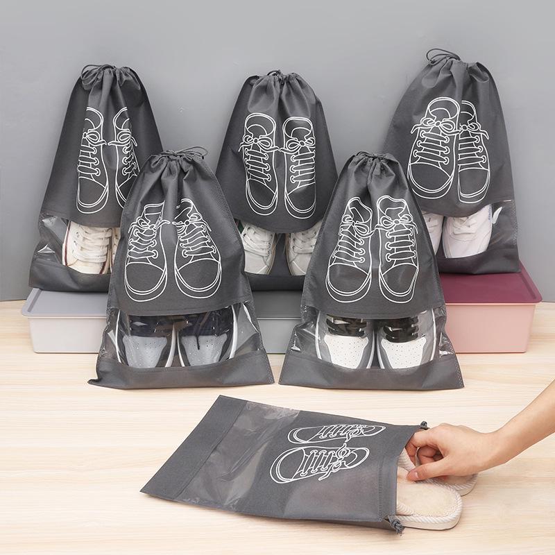 Travel Shoe Storage Bag - Non-Woven, Dustproof & Moisture-Proof, Transparent Cover for Business Trips & Home Use