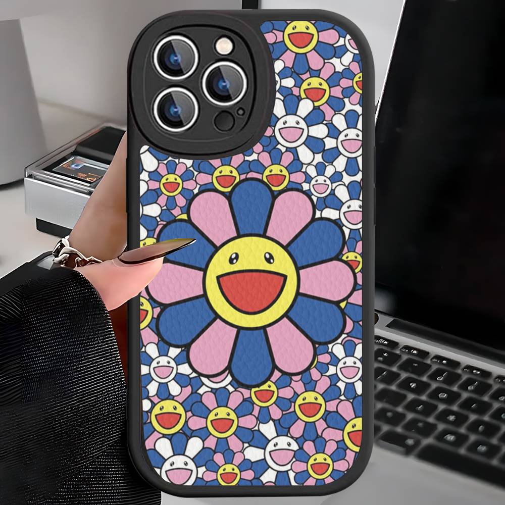 Japanese Artisti M-murakami T-takash Art Colorful For iPhone 16 15 14 13 12 11 Pro Max Plus Shockproof Leather Soft Phone Cover