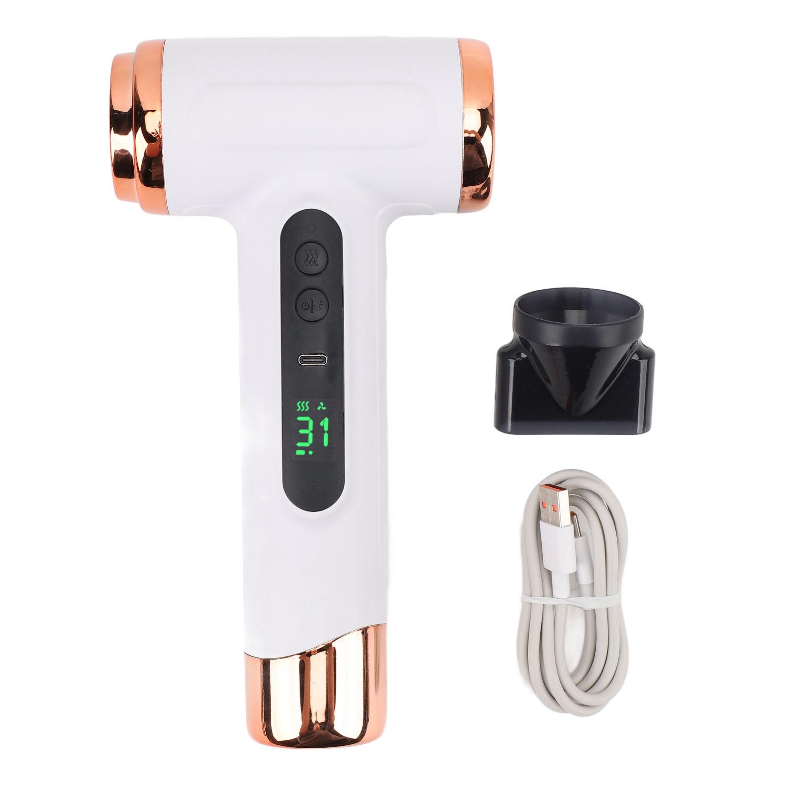 

Hot and Cold Air Hair Dryer USB Rechargeable Ergonomic Grip Portable Hair Dryer 15000mAh Lightweight 200W for Dormitory