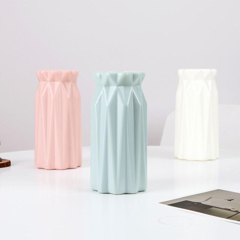 1 Pcs Nordic Flower Vase Imitation Ceramic Plastic Flower Vase Living Room Desktop Decoration Wedding Centerpiece Arrangement