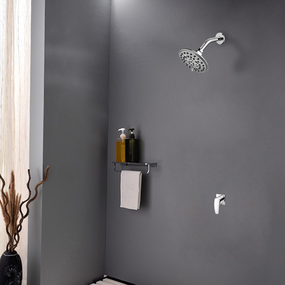 American Chrome Finish Brass Ball Valve Round Overhead Rainfall Showerhead with Fixed Spray
