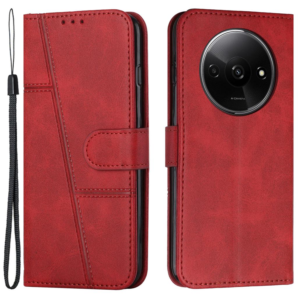 For Xiaomi Redmi A3 4G/Poco C61 4G Case Calf Texture Leather Wallet Phone Cover with Folio Stand