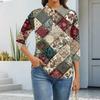 Dámská móda Ležérní klopa Krátký 3/4 rukáv Potisk Košile Dámské zapínací topy