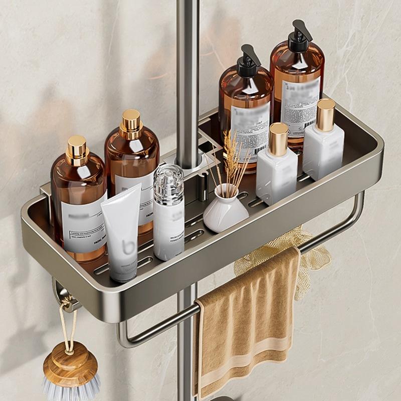 Badezimmer Aufbewahrungsregal Organizer Bohrfrei Wandmontiert Shampoo Duschregal Aluminiumlegierung Aufbewahrungsregal für Badezimmer Küche