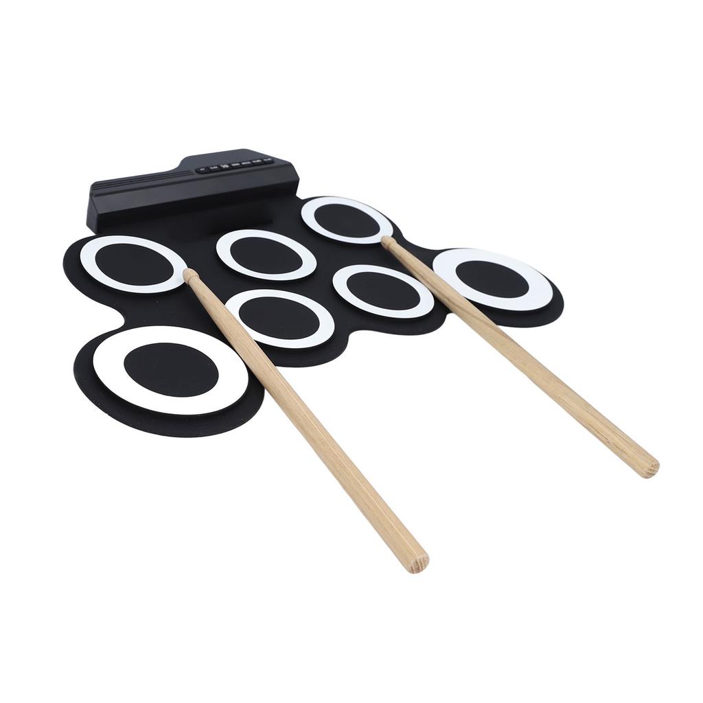 Kids Electronic Drum Set Simulation Sound Soft Silicone Roll Up Drum Practice Pad with Foot Pedal
